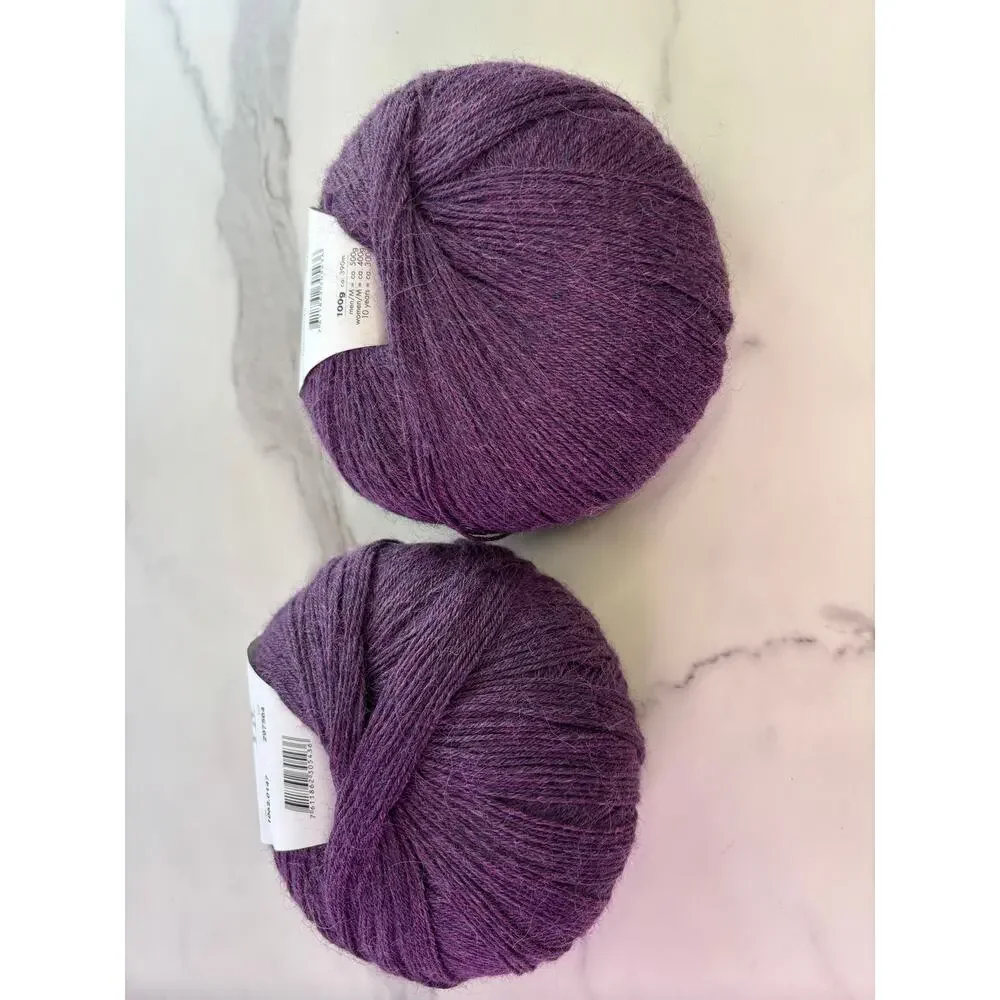 Lang Yarns Alpaca Soxx 4-Ply Fingering Yarn Purple 1062.0147 Lot 297564 Set of 2